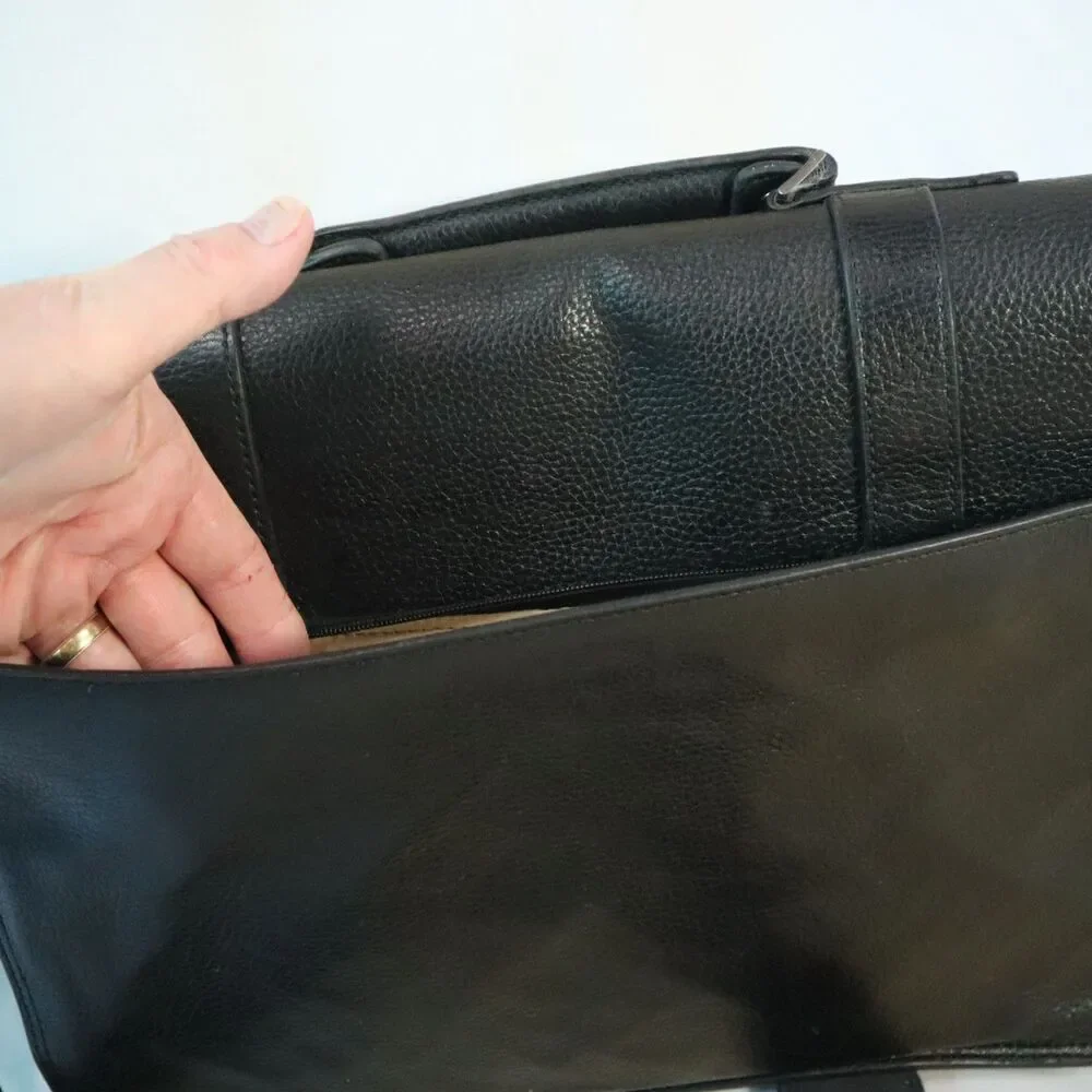 Kenneth Cole Leather Briefcase lap top tote Bag Black 16